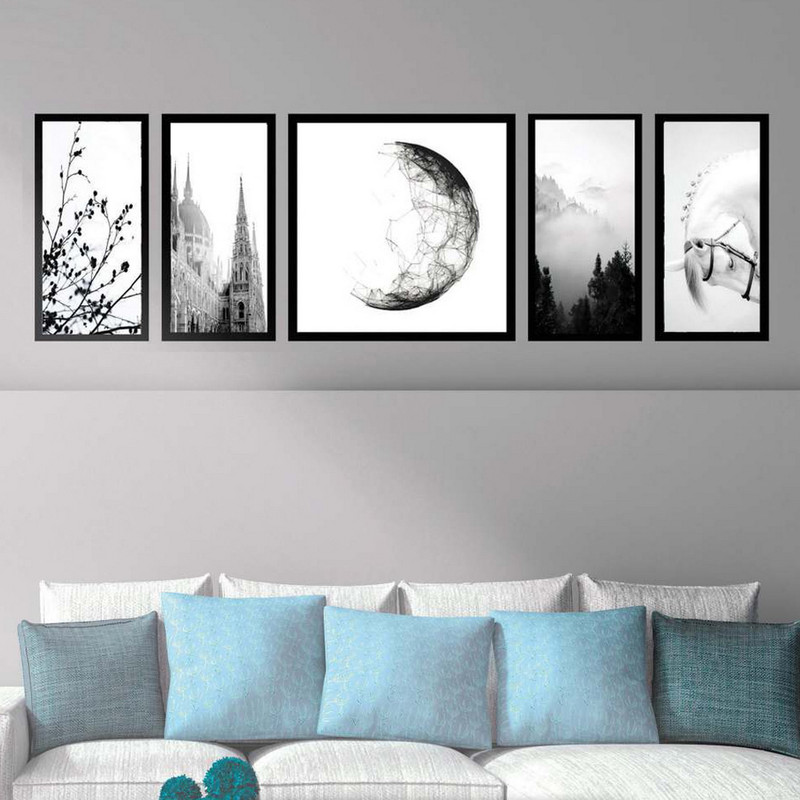 تابلو بکلیت طرح مدرن طبیعت و ماه مدل B-1922 مجموعه 5 عددی