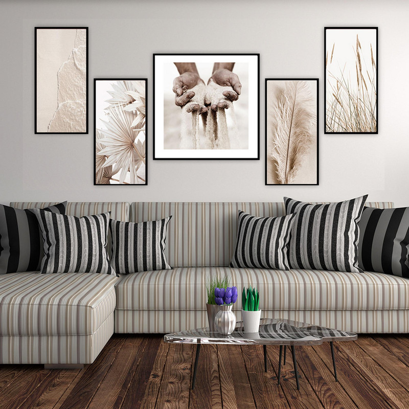 تابلو بکلیت طرح مدرن گندمزار و دست و پر مدل B-1913 مجموعه 5 عددی