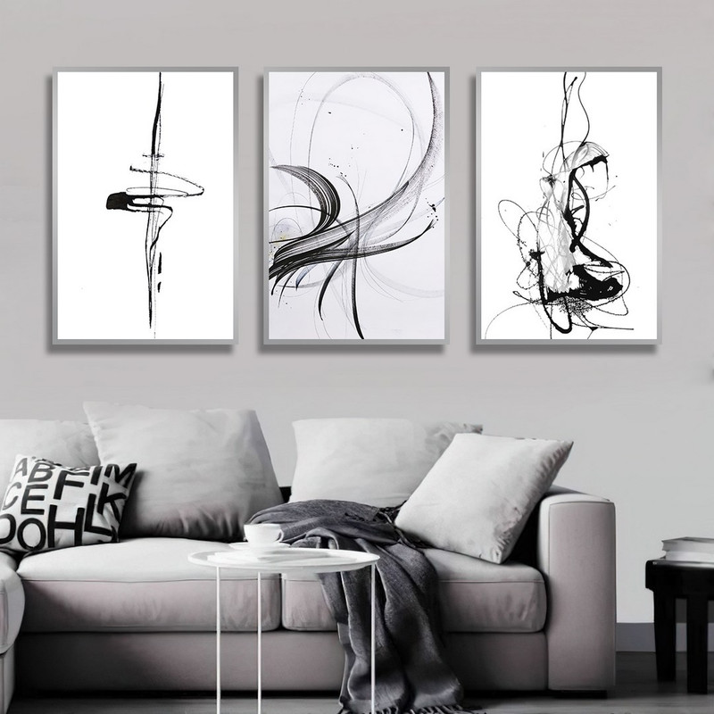 تابلو بکلیت طرح نقاشی دکوری مدرن سبک آبستره مدل SI-1482 مجموعه 3 عددی
