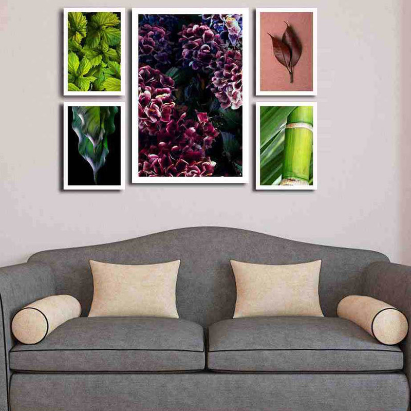 تابلو بکلیت طرح برگ و گل مدل دکوراتیو W-216 مجموعه 5 عددی