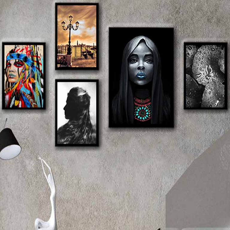 تابلو بکلیت طرح چهره مدل دکوراتیو B-150 بسته 5 عددی