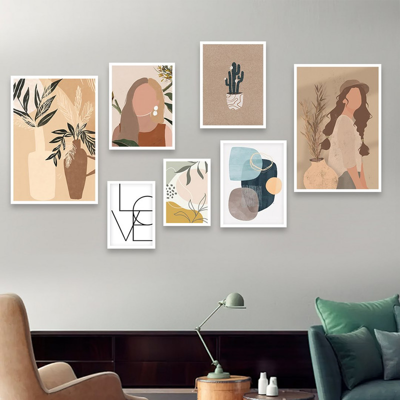 تابلو بکلیت مدل طرح نقاشی مدرن مینیمال W-938  مجموعه 7 عددی