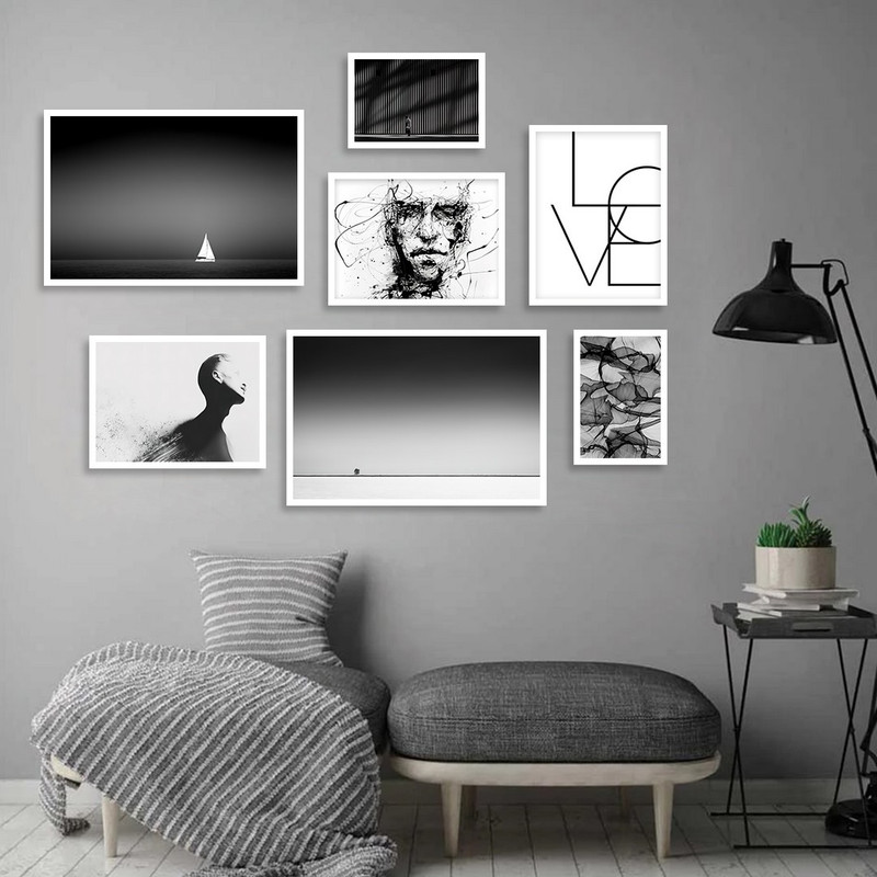 تابلو بکلیت مدل طرح دکوراتیو اداری پرتره W-1063  مجموعه 7 عددی