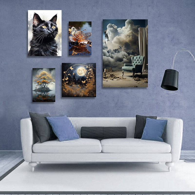 تابلو شاسی بکلیت طرح نقاشی دکوراتیو مدرن مدل SH-1275 مجموعه 5 عددی