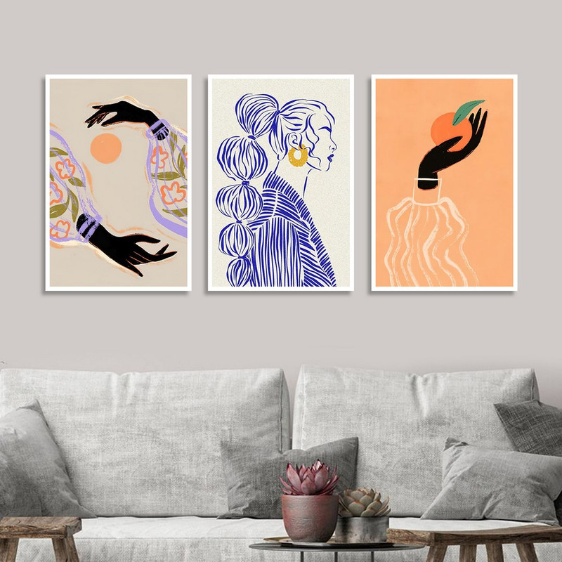 تابلو بکلیت طرح نقاشی فانتزی دکوراتیو مدرن مدل W-1438 مجموعه 3 عددی