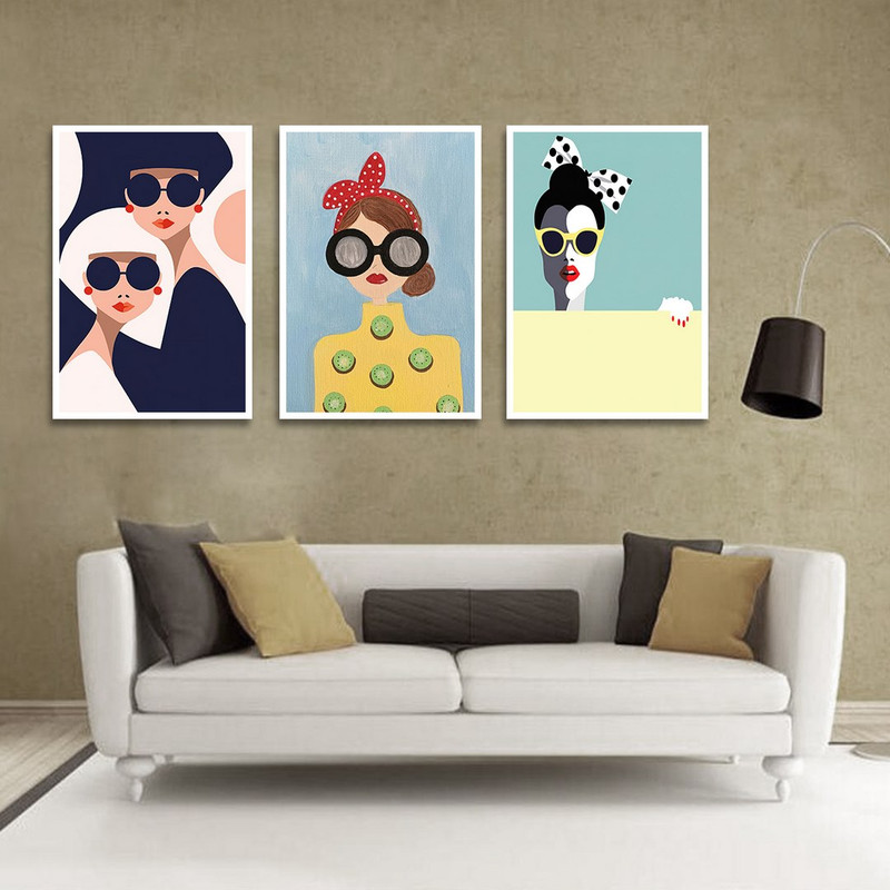 تابلو بکلیت طرح نقاشی دکوراتیو مدرن سبک کوبیسم مدل W-1410 مجموعه 3 عددی