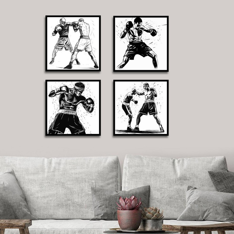 تابلو بکلیت طرح ورزش بوکس مدل B-1383 مجموعه 4 عددی