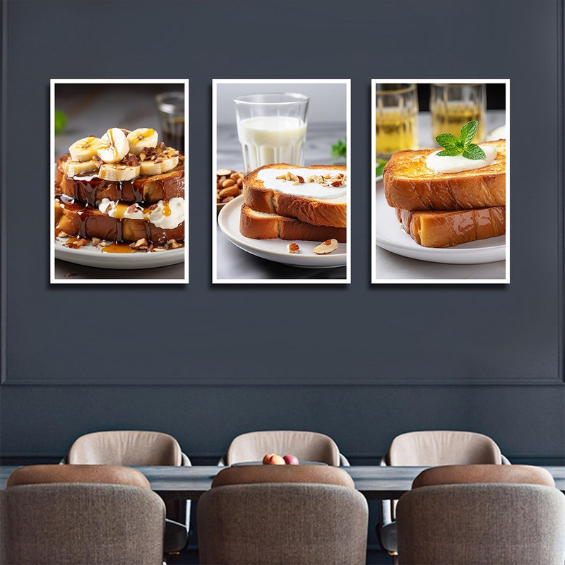 تابلو بکلیت طرح نان تست و صبحانه مدل W-1355 مجموعه 3 عددی 