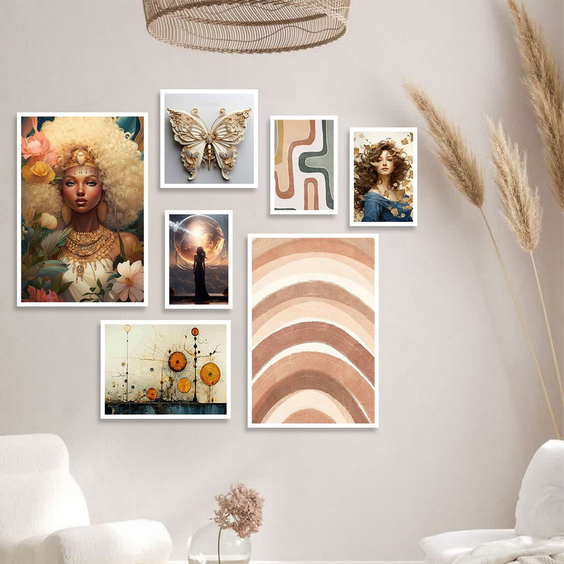 تابلو بکلیت طرح نقاشی سبک مدرن مدل W-1294 مجموعه 7 عددی