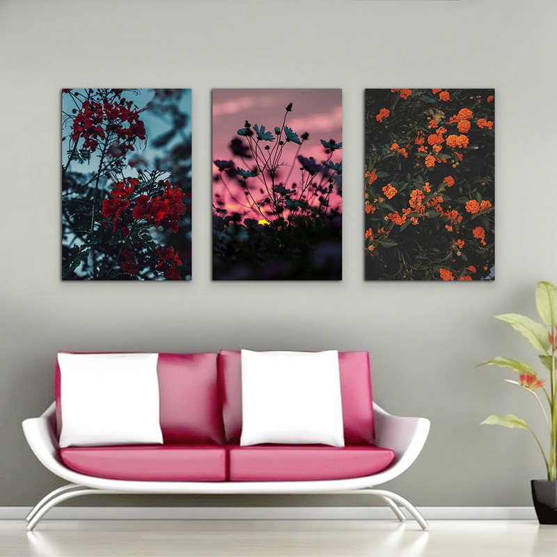 تابلو شاسی بکلیت طرح گل رنگی مدل SH-983 مجموعه 3 عددی