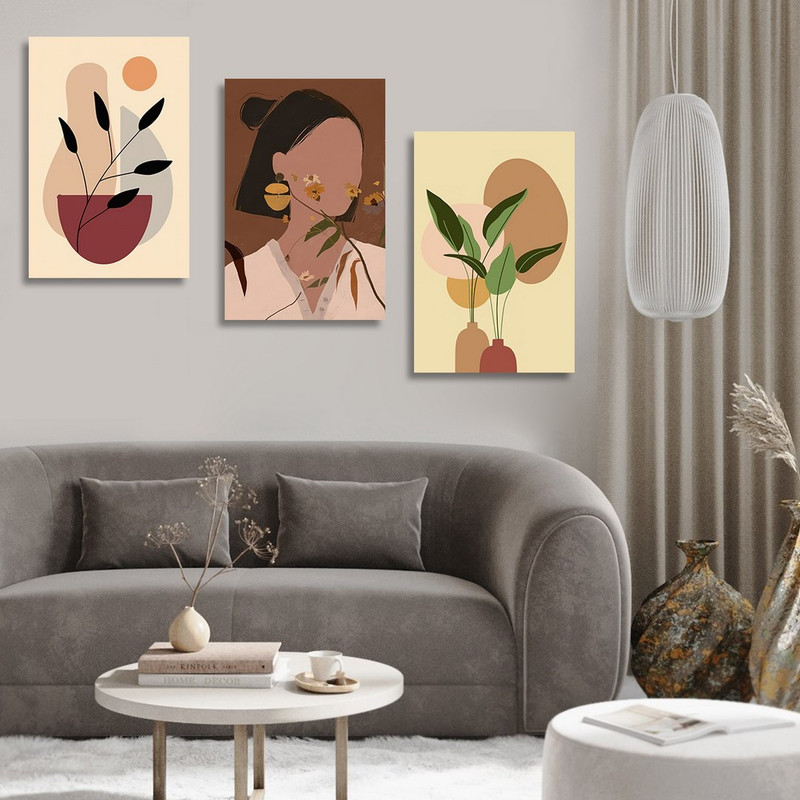 تابلو شاسی بکلیت طرح دکوری مدرن سبک مینیمال آرت مدل SH-1495 مجموعه 3 عددی