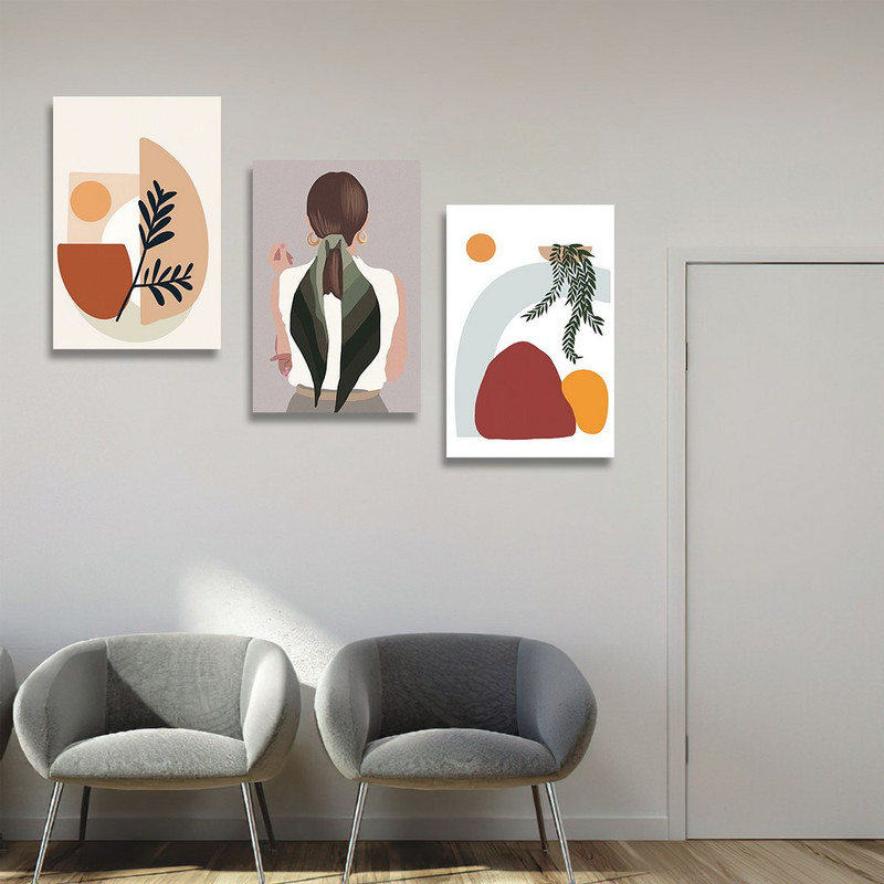 تابلو شاسی بکلیت طرح دکوری مدرن سبک مینیمال آرت مدل SH-1488 مجموعه 3 عددی