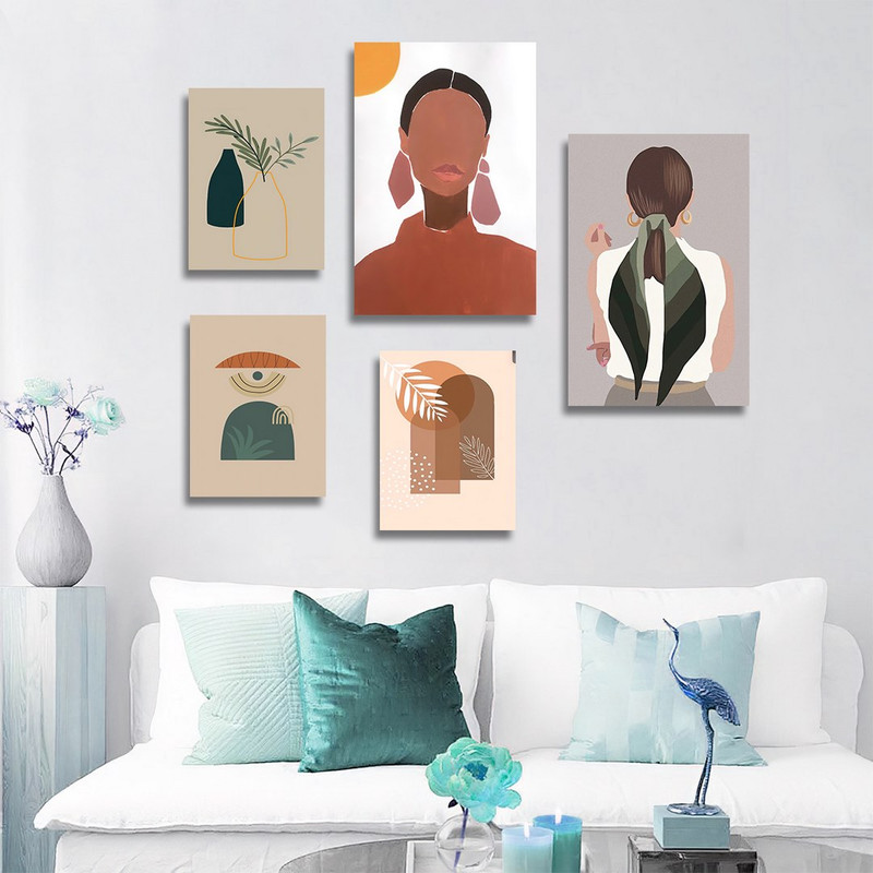 تابلو شاسی بکلیت طرح دکوری مدرن سبک مینیمال آرت مدل SH-1487 مجموعه 5 عددی