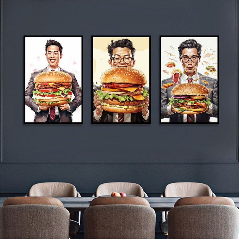 تابلو بکلیت طرح فست فود و همبرگر مدل B-1252 مجموعه 3 عددی
