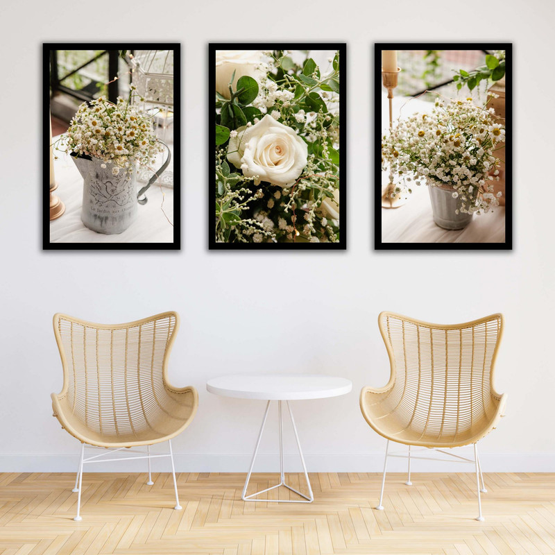 تابلو بکلیت طرح دکوراتیو گلدان گل مدل B-1508 مجموعه 3 عددی 