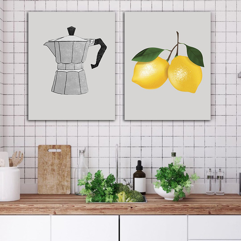 تابلو شاسی بکلیت طرح مدرن آشپزخانه و قهوه مدل SH-622 مجموعه 2 عددی