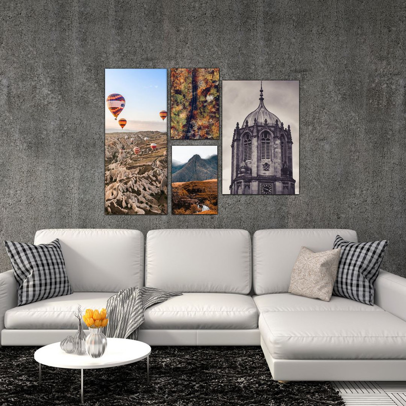 تابلو شاسی بکلیت طرح منظره طبیعت و شهر مدل SH-448 مجموعه 4 عددی