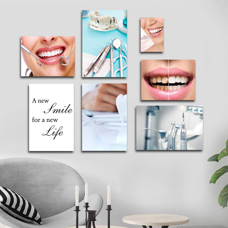تابلو شاسی بکلیت طرح لبخند و دندانپزشکی مدل SH-1574 مجموعه 7 عددی