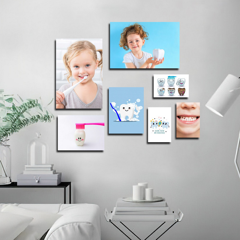 تابلو شاسی بکلیت طرح بهداشت دندان و دندانپزشکی مدل SH-1565 مجموعه 7 عددی