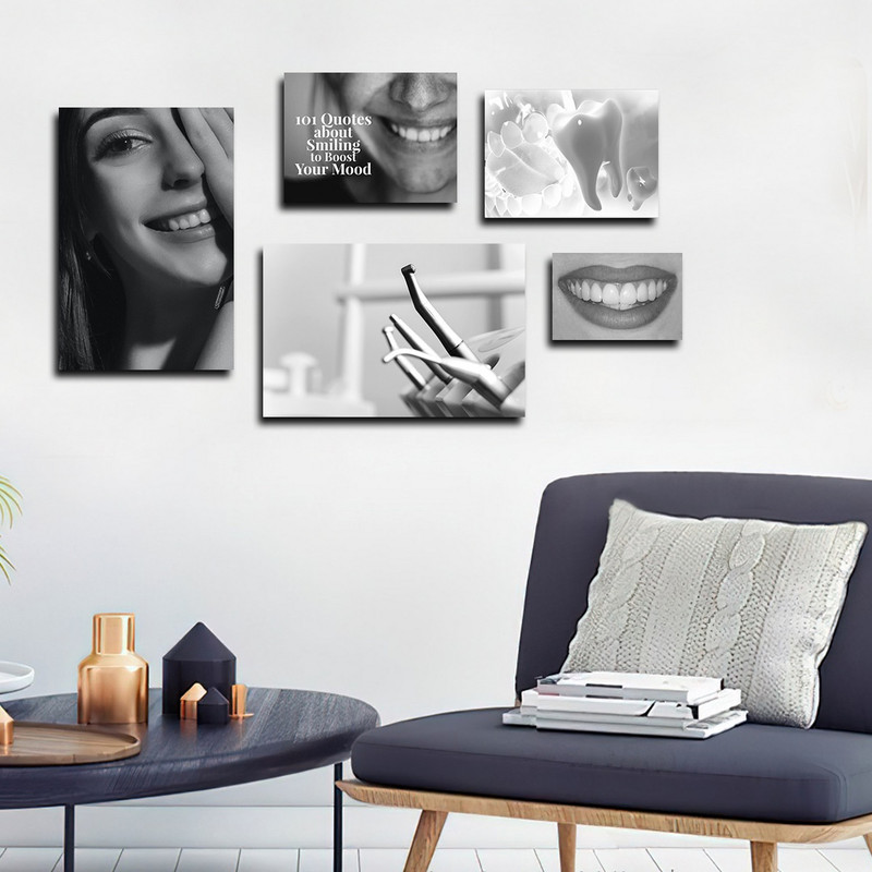 تابلو شاسی بکلیت طرح لبخند و دندانپزشکی مدل SH-1571 مجموعه 5 عددی