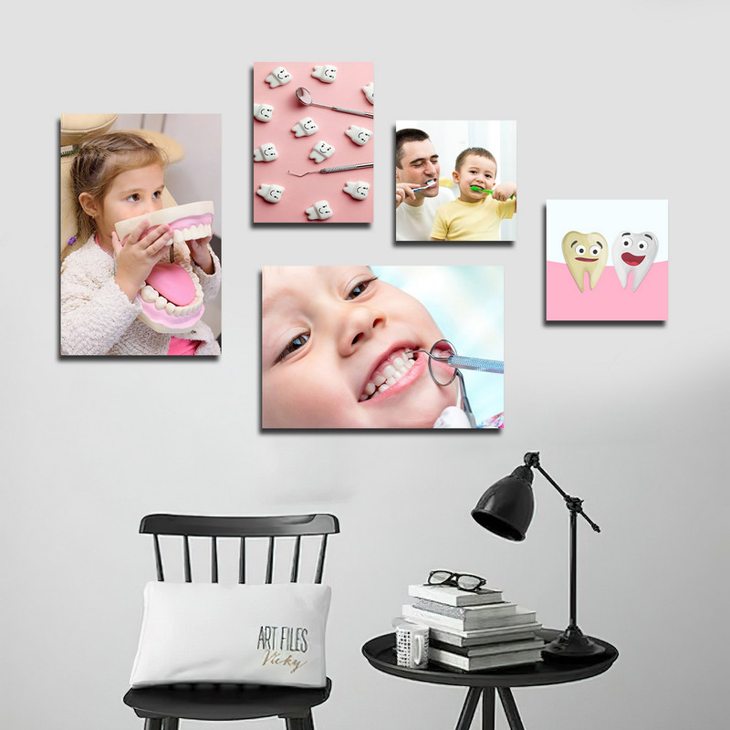 تابلو شاسی بکلیت طرح بهداشت دندان و دندانپزشکی مدل SH-1563 مجموعه 5 عددی