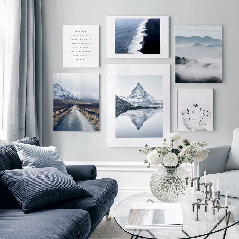 تابلو شاسی بکلیت طرح منظره دریا و کوه مدل SH-1561 مجموعه 6 عددی