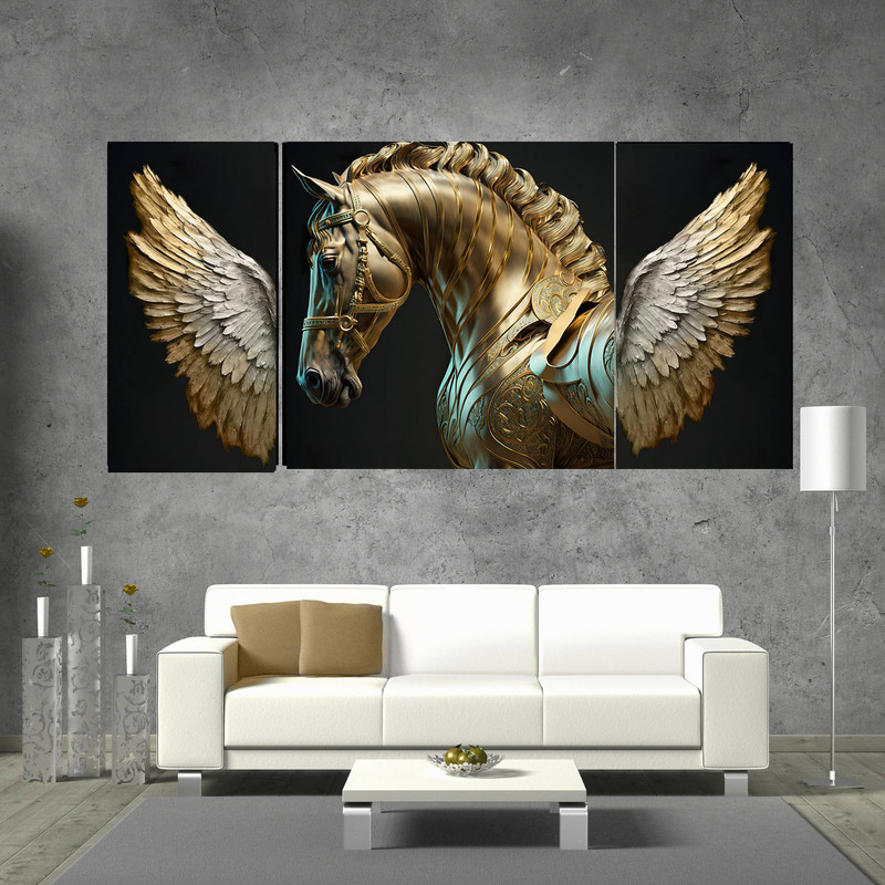 تابلو شاسی بکلیت طرح مدرن بال و اسب مدل SH-1535 مجموعه 3 عددی