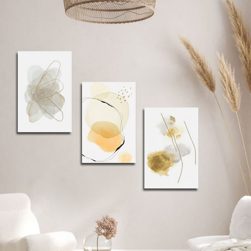 تابلو شاسی بکلیت طرح نقاشی مدرن مینیمال خطی مدل SH-1795 مجموعه 3 عددی