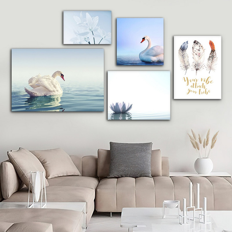 تابلو شاسی بکلیت طرح طبیعت و قو مدل SH-773 مجموعه 5 عددی