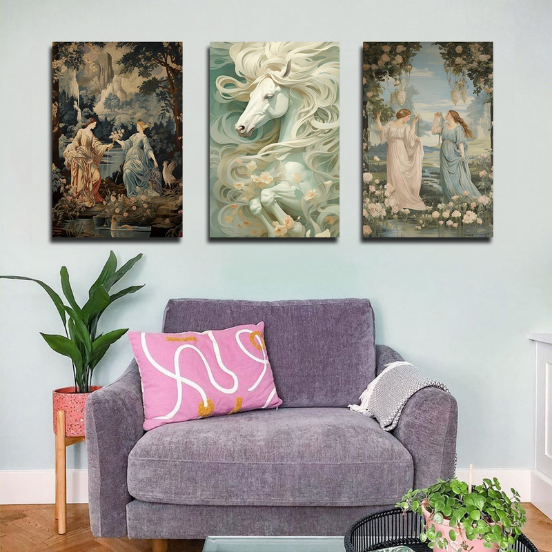 تابلو شاسی بکلیت طرح مدرن اسب سفید مدل SH-1764 مجموعه 3 عددی