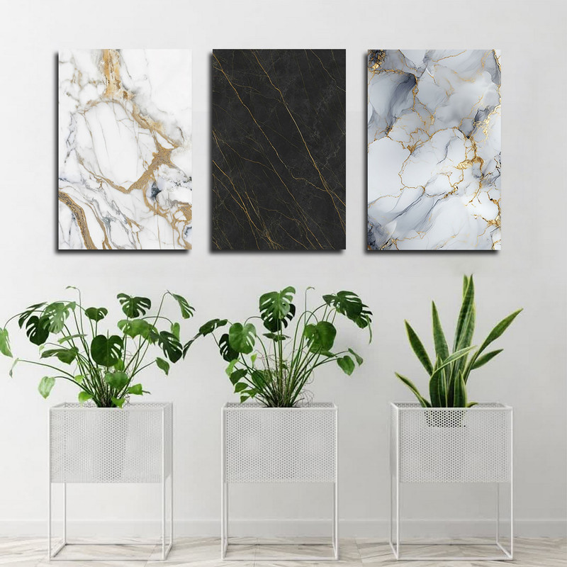 تابلو شاسی بکلیت طرح دکوری مدرن مرمر مدل SH-1741 مجموعه 3 عددی