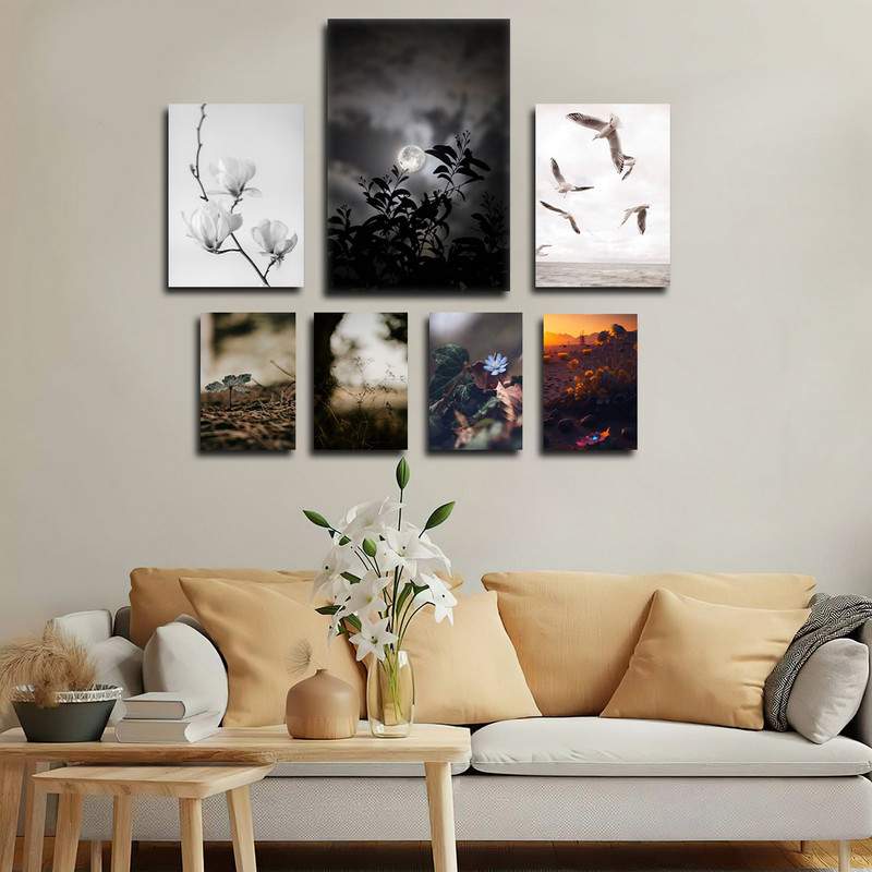 تابلو شاسی بکلیت طرح مدرن طبیعت و پرنده مدل SH-1671 مجموعه 7 عددی