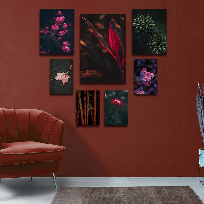 تابلو شاسی بکلیت طرح مدرن طبیعت و گل مدل SH-1601 مجموعه 7 عددی