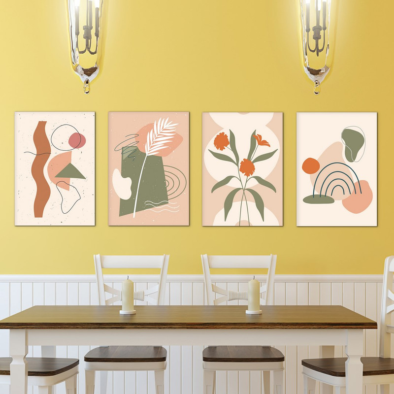 تابلو شاسی بکلیت طرح مینیمال گل و گندم مدل SH-590 مجموعه 4 عددی