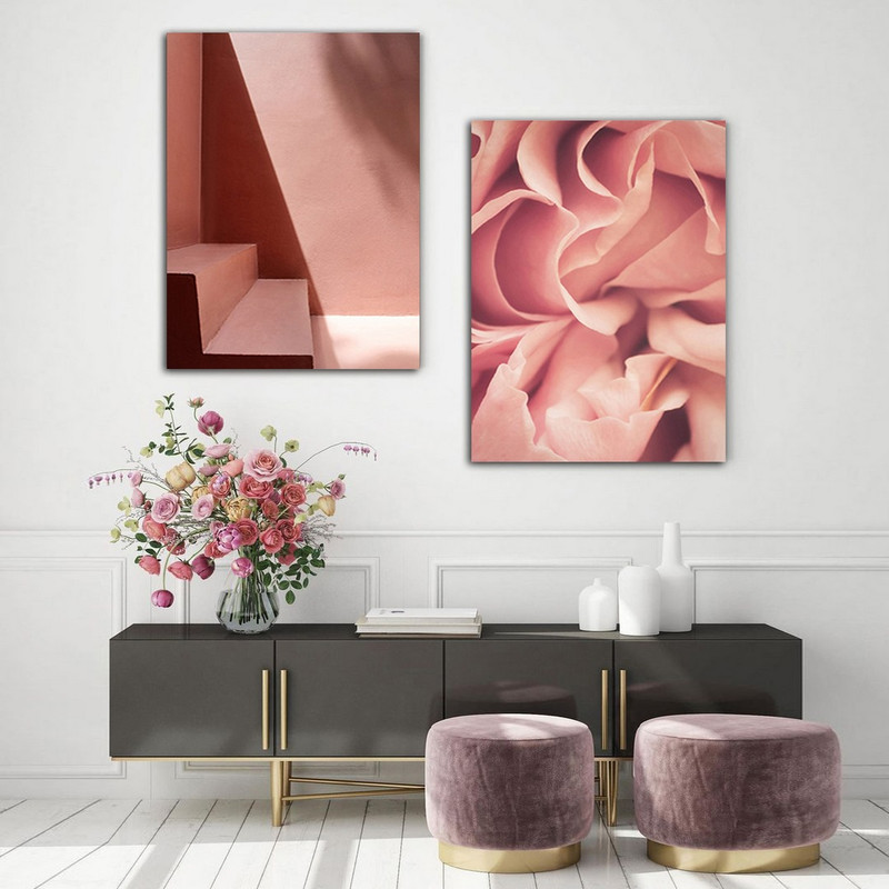 تابلو شاسی بکلیت طرح دکوراتیو گل پیونی مدل SH-575 مجموعه 2 عددی