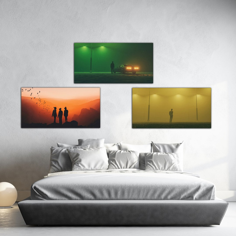 تابلو شاسی بکلیت طرح فانتزی دکوراتیو مدل SH-551 مجموعه 3 عددی