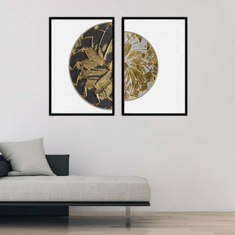 تابلو بکلیت طرح مدرن نیم دایره طلایی مدل B-1888 مجموعه 2 عددی
