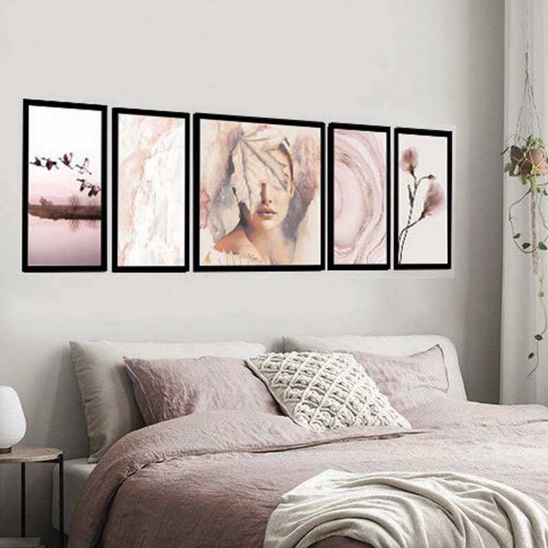 تابلو بکلیت طرح مدرن چهره و گل مدل B-1916 مجموعه 5 عددی