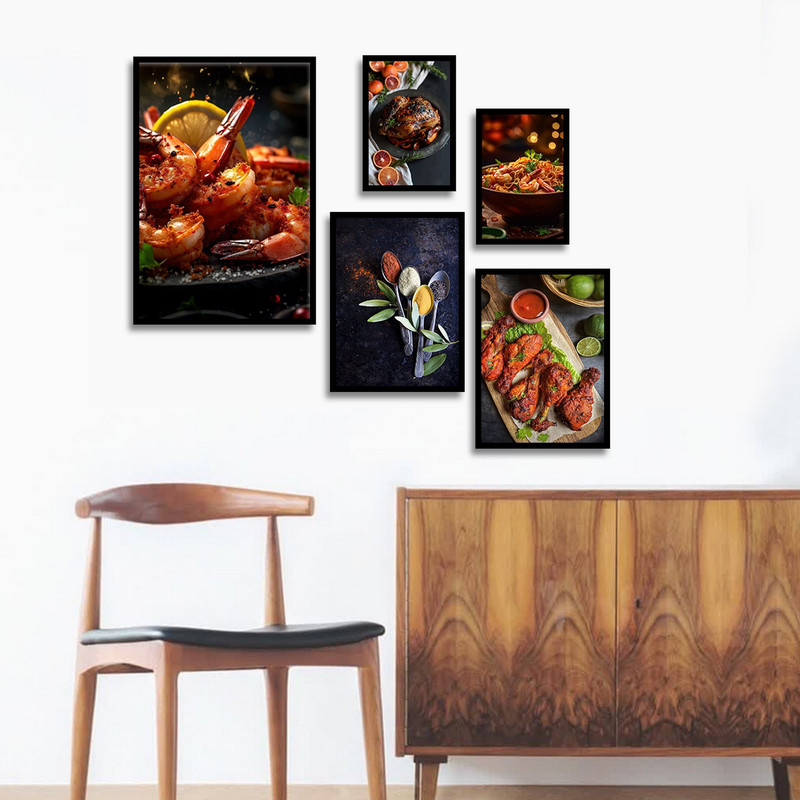 تابلو بکلیت طرح سوخاری و غذای دریایی مدل B-1842 مجموعه 5 عددی