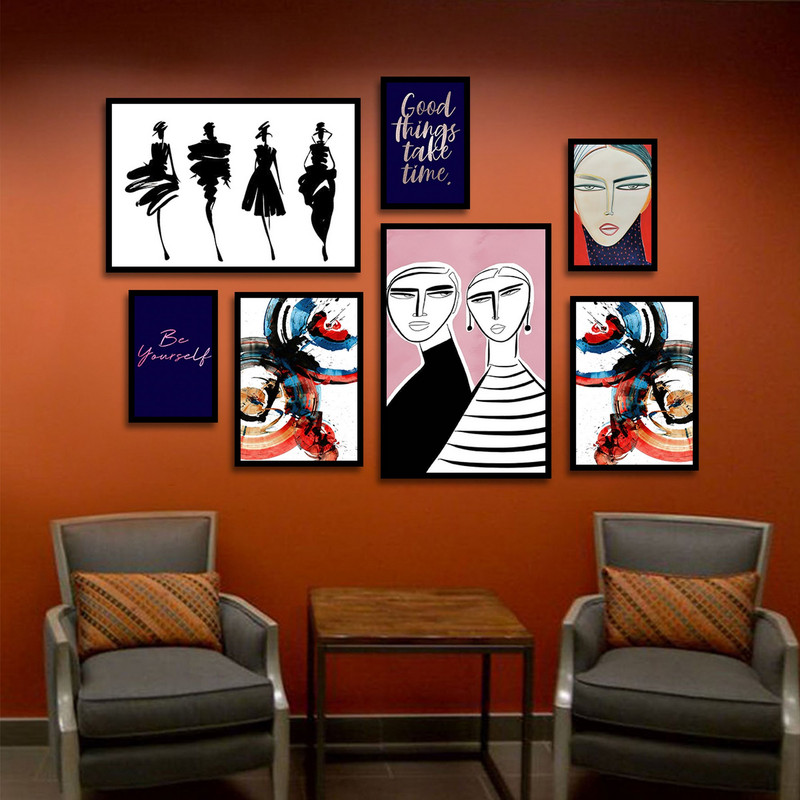 تابلو بکلیت طرح نقاشی مدرن سبک کوبیسم مدل B-1828 مجموعه 7 عددی