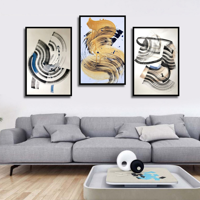 تابلو بکلیت طرح نقاشی مدرن آبرنگی مدرن مدل B-1785 مجموعه 3 عددی