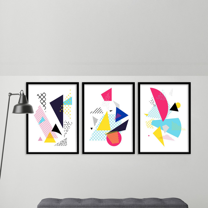 تابلو بکلیت طرح دکوراتیو اشکال انتزاعی مدل B-583 مجموعه 3 عددی 