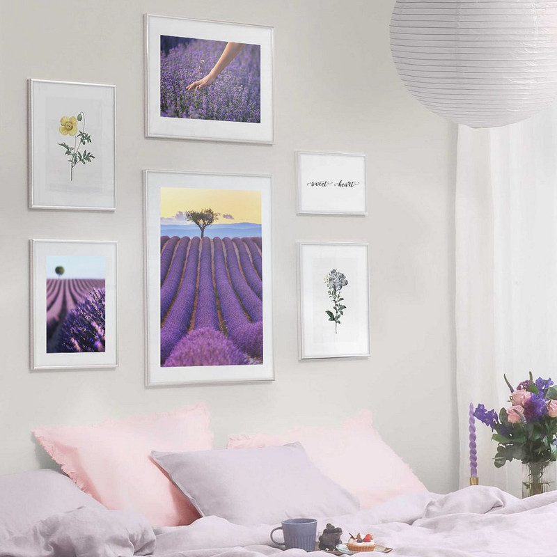 تابلو بکلیت طرح منظره طبیعت و گل رنگ ارغوانی مدل W-562