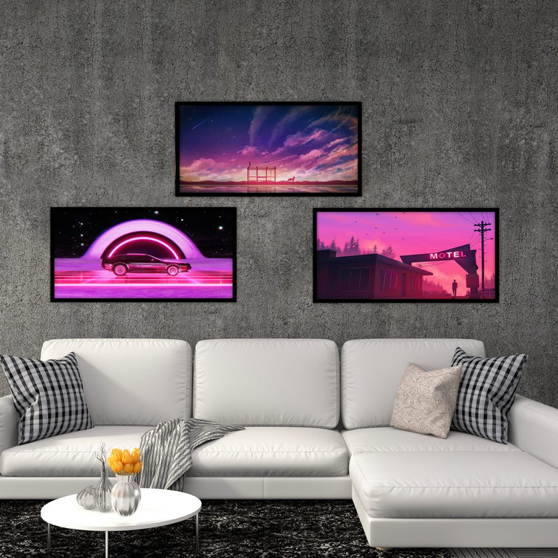 تابلو بکلیت طرح ماشین و منظره مدل B-559 مجموعه 3 عددی