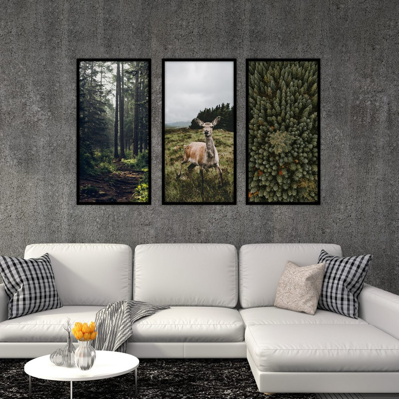 تابلو بکلیت طرح دکوراتیو جنگل مدل B-502 مجموعه 3 عددی