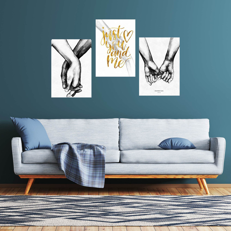 تابلو شاسی بکلیت طرح مدرن جمله فقط تو و من مدل SH-1903 مجموعه 3 عددی