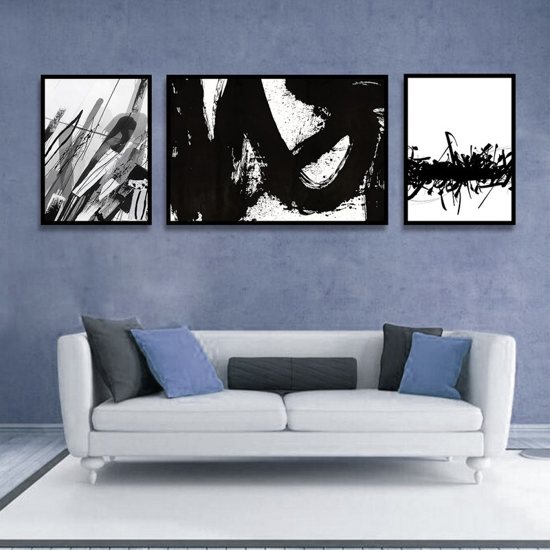 تابلو بکلیت طرح نقاشی دکوری مدرن سبک آبستره مدل B-1502 مجموعه 3 عددی