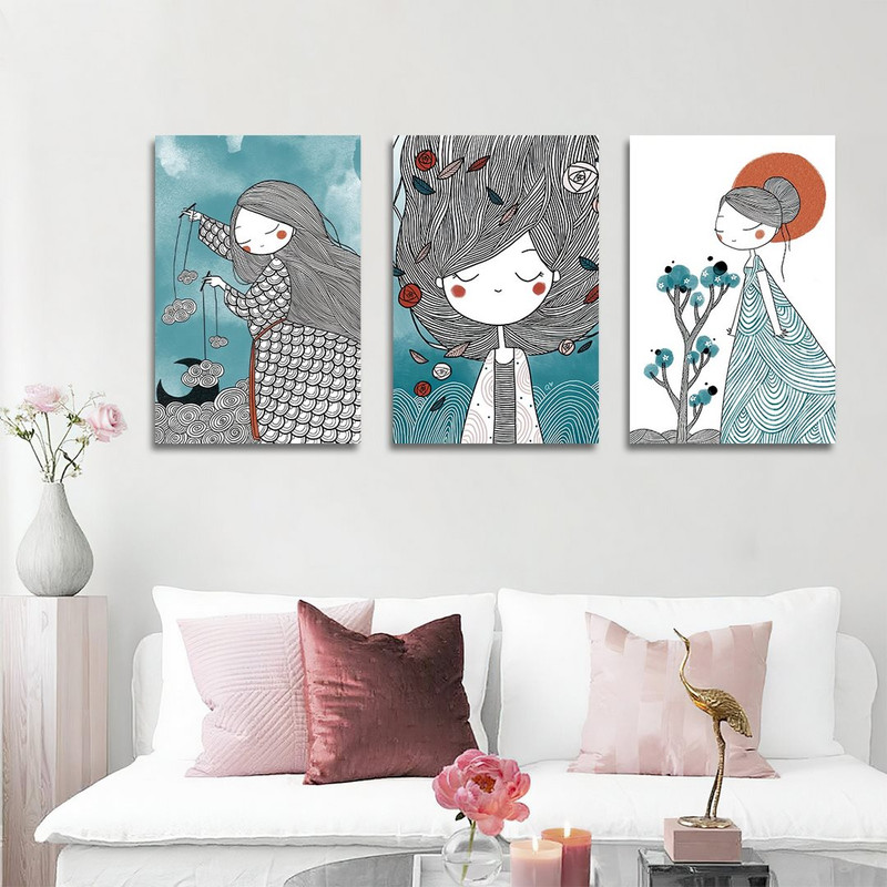 تابلو شاسی بکلیت طرح نقاشی دکوراتیو مدرن سبک کوبیسم مدل SH-1405 مجموعه 3 عددی