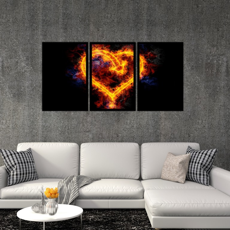 تابلو بکلیت طرح فانتزی قلب آتشین مدل B-S4763 مجموعه 3 عددی 