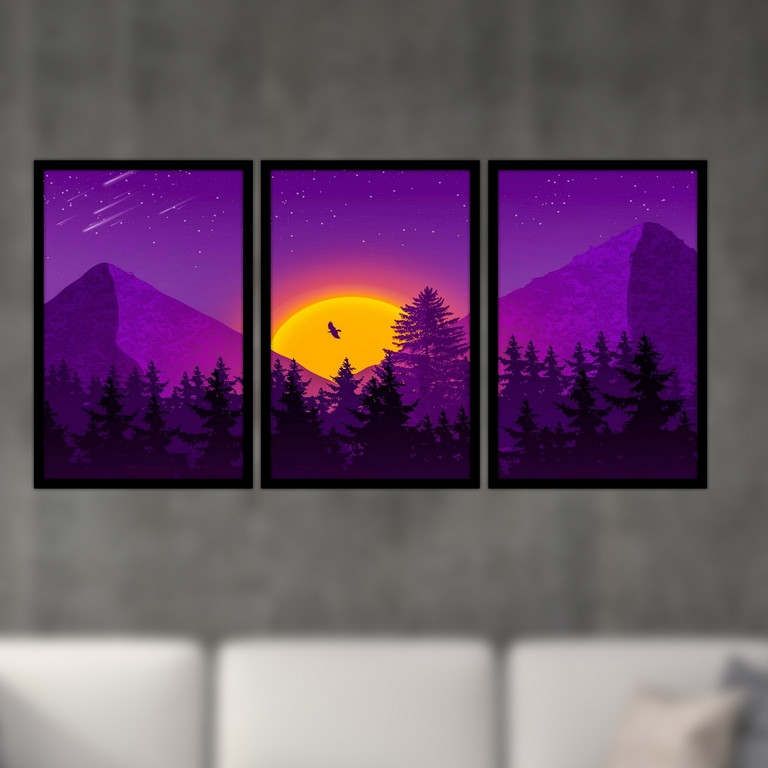 تابلو بکلیت طرح منظره غروب آفتاب مدل B-S4746 مجموعه 3 عددی